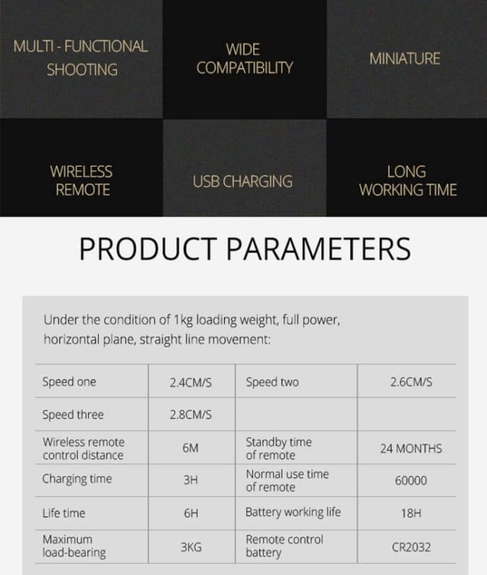 YELANGU L4X Kamera 3-Rad Dolly II Electric Track Slider 3-Rad Video Riemenscheibe Rollendes Dolly Auto mit Fernbedienung für DSLR / Heim-DV-Kameras, GoPro, Smartphones, Last: 3 kg (grau) – Bild 4