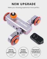 YELANGU L4X Kamera 3-Rad Dolly II Electric Track Slider 3-Rad Video Riemenscheibe Rollendes Dolly Auto mit Fernbedienung für DSLR / Heim-DV-Kameras, GoPro, Smartphones, Last: 3 kg (grau) – Bild 5