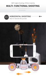YELANGU L4X Kamera 3-Rad Dolly II Electric Track Slider 3-Rad Video Riemenscheibe Rollendes Dolly Auto mit Fernbedienung für DSLR / Heim-DV-Kameras, GoPro, Smartphones, Last: 3 kg (grau) – Bild 7
