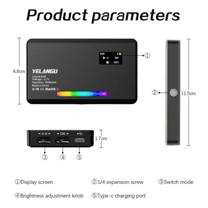YELANGU LW140RGB 140 LEDs RGB Studiolicht Video- und Foto-Fülllicht, 140 LEDs – Bild 9