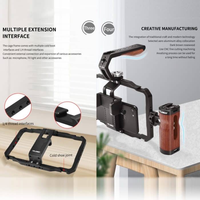 YELANGU LW101 Vlogging Live Broadcast Smartphone Video Rig Griffe Stabilisator Kits – Bild 5