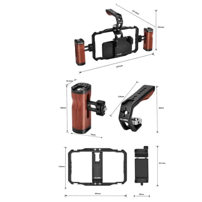 YELANGU LW101 Vlogging Live Broadcast Smartphone Video Rig Griffe Stabilisator Kits – Bild 7