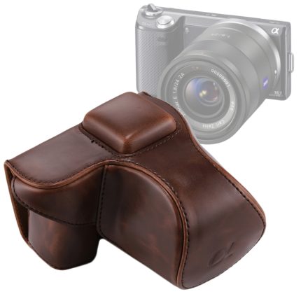 Ganzkörper-Kameratasche aus PU-Leder mit Trageriemen für Sony NEX 5N / 5R / 5T (16-50 mm / 18-55 mm Objektiv), For Sony NEX 5N