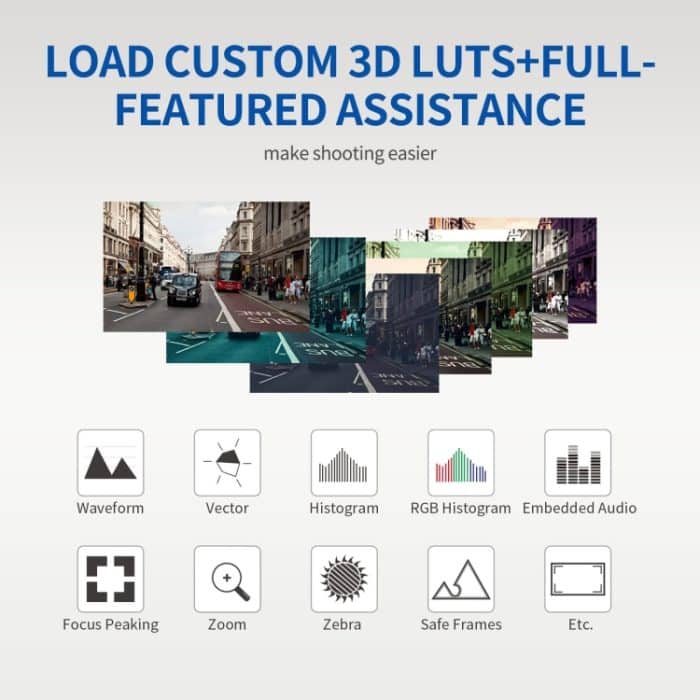 FEELWORLD LUT11H 10,1 Zoll ultraheller 2000nit DSLR-Kamera-Feldmonitor Touchscreen 4K HDMI F970 Externe Stromversorgung und Installationskit, LUT11H – Bild 8