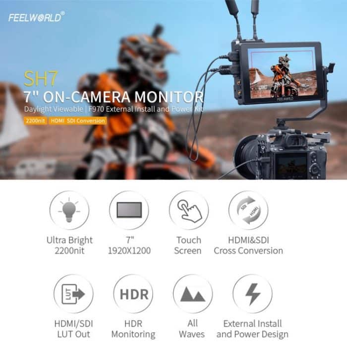 FEELWORLD SH7 7-Zoll ultraheller 2200nit On-Camera-Monitor SDI HDMI Cross Conversion – Bild 2