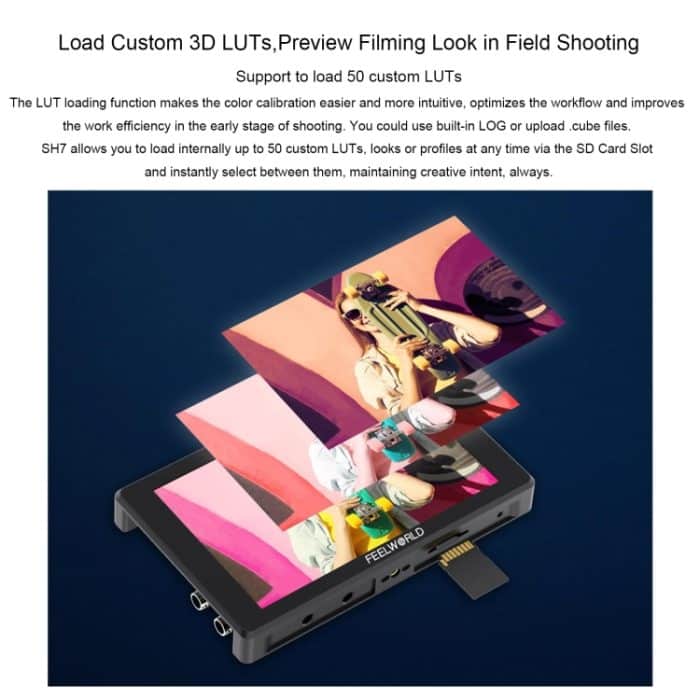 FEELWORLD SH7 7-Zoll ultraheller 2200nit On-Camera-Monitor SDI HDMI Cross Conversion – Bild 12