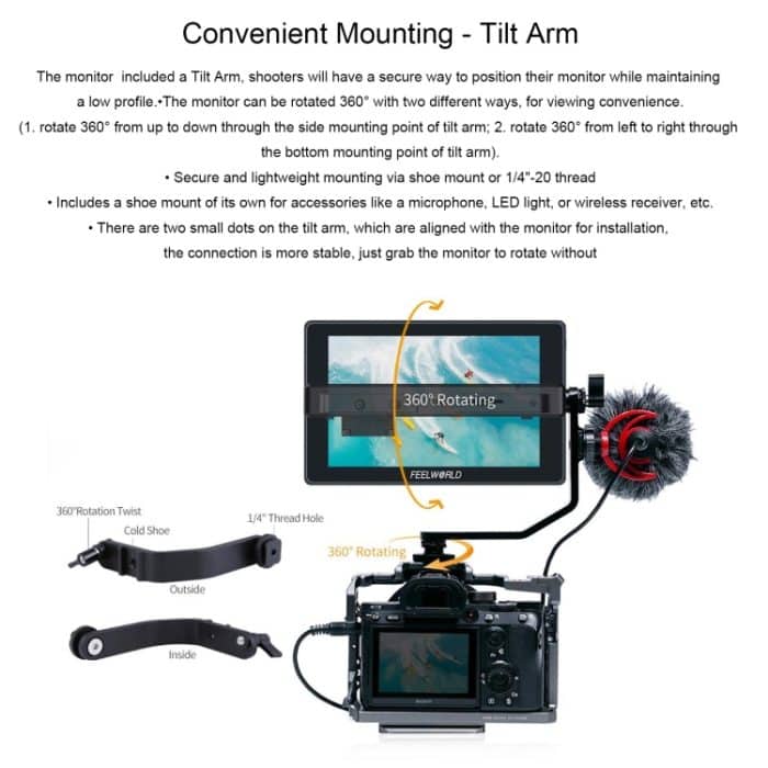 FEELWORLD SH7 7-Zoll ultraheller 2200nit On-Camera-Monitor SDI HDMI Cross Conversion – Bild 23