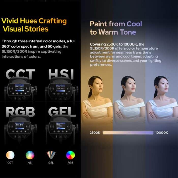 Godox SL150R RGB-LED-Videoleuchte, 165 W, CRI/TLCI 97+, COB-Monolicht, Bowens-Montierung, Studio-Fotoleuchte, SL150R – Bild 7