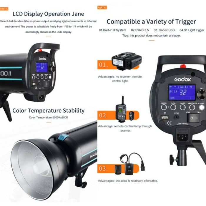 Godox QS1200II Strobe Studio-Blitzlicht 1200Ws Bowens Mount Hochgeschwindigkeits-Blitz, QS1200II – Bild 8