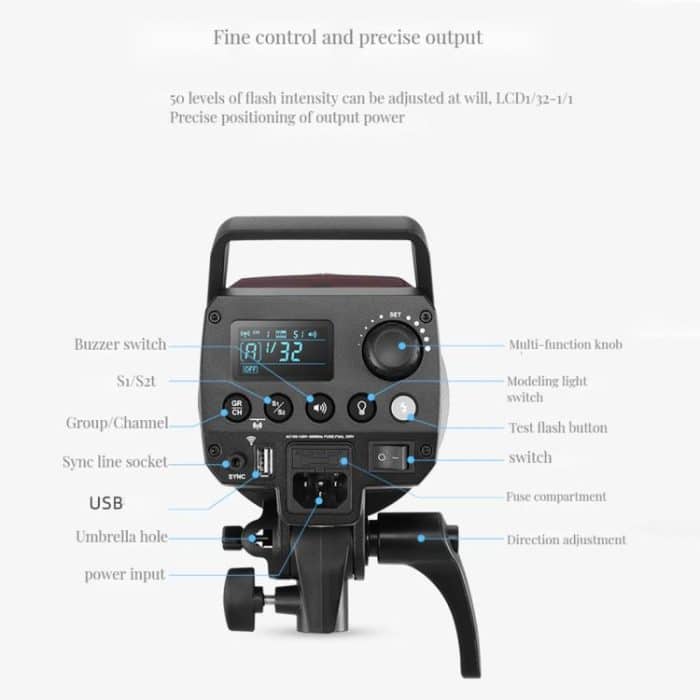Godox MS200-V Studio-Blitzlicht 200Ws Bowens Mount Strobe Light mit Lampenabdeckung, MS200-V – Bild 9