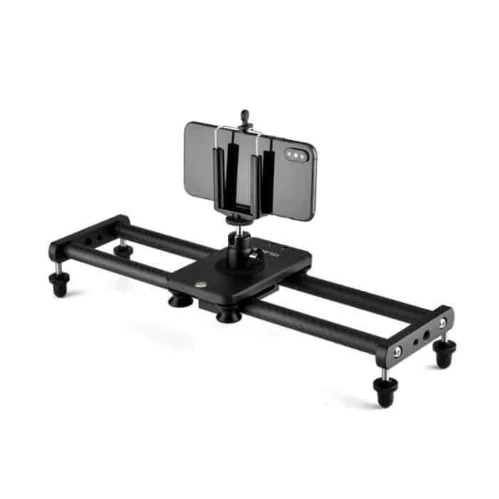 YELANGU L140T-A 40 cm Kohlefaser-Gleitschiene mit Telefonklemme und Kugelkopfadapter für Smartphones, L140T-A – Bild 1
