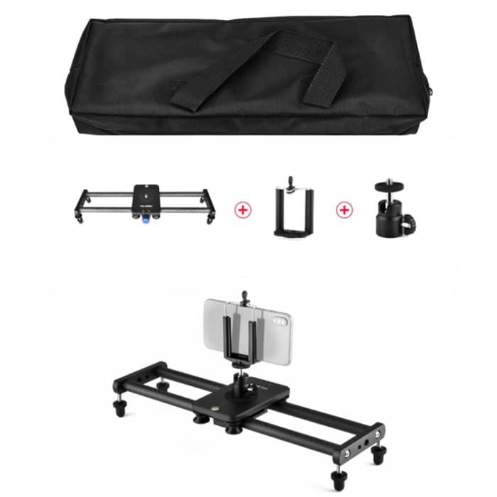 YELANGU L140T-A 40 cm Kohlefaser-Gleitschiene mit Telefonklemme und Kugelkopfadapter für Smartphones, L140T-A – Bild 11