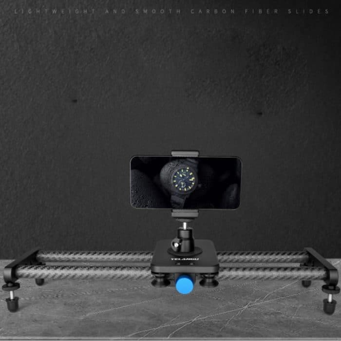 YELANGU L140T-A 40 cm Kohlefaser-Gleitschiene mit Telefonklemme und Kugelkopfadapter für Smartphones, L140T-A – Bild 4
