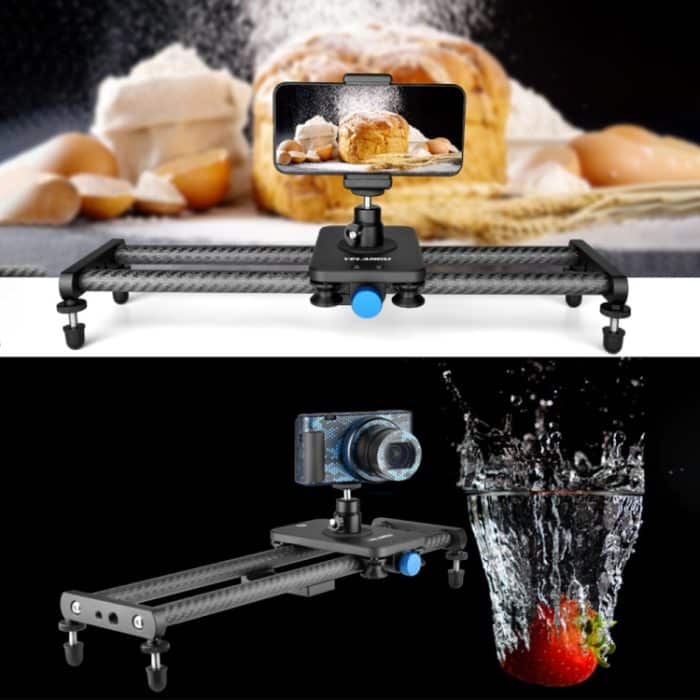 YELANGU L140T-A 40 cm Kohlefaser-Gleitschiene mit Telefonklemme und Kugelkopfadapter für Smartphones, L140T-A – Bild 8