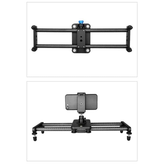 YELANGU L140T-A 40 cm Kohlefaser-Gleitschiene mit Telefonklemme und Kugelkopfadapter für Smartphones, L140T-A – Bild 10