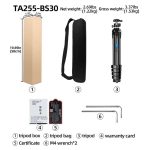 BEXIN TA255-BS30 Portable Collapsible Aluminum Alloy Camera Tripod with Head, TA255-BS30 – Bild 12