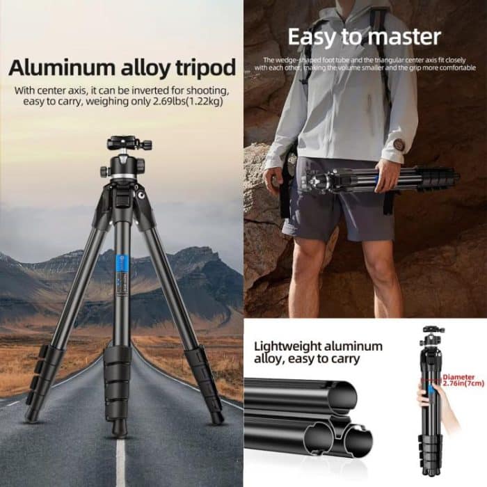 BEXIN TA254-BS30 Portable Collapsible Aluminum Alloy Camera Tripod with Head, TA254-BS30 – Bild 2