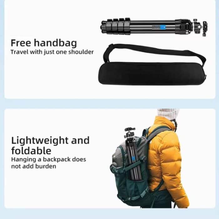 BEXIN TA254-BS30 Portable Collapsible Aluminum Alloy Camera Tripod with Head, TA254-BS30 – Bild 9
