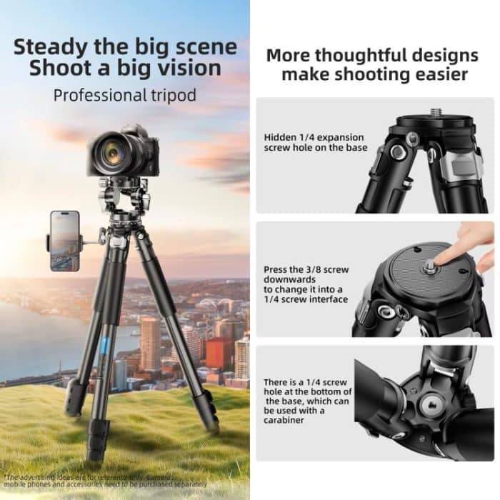 BEXIN RK294 Portable Collapsible Carbon Fiber Camera Tripod, RK294 – Bild 2