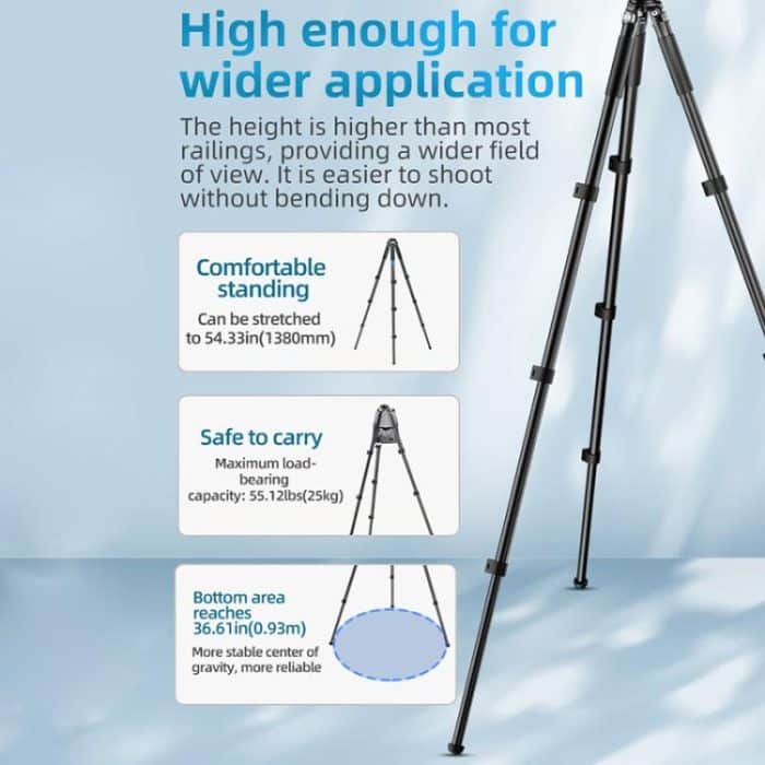 BEXIN RK264 Portable Collapsible Aluminum Alloy Camera Tripod, RK264 – Bild 9