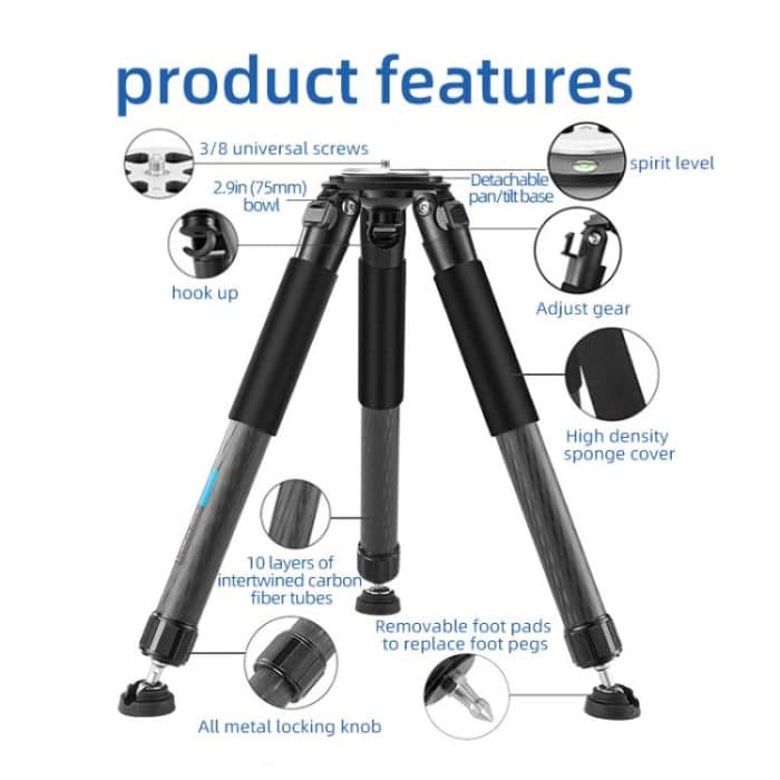 BEXIN ST402C Portable Collapsible Carbon Fiber Camera Tripod, ST402C – Bild 2
