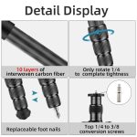 BEXIN W-334C Portable DSLR Camera 2 in 1 Carbon Fiber Tripod Detachable Monopod, W-334C – Bild 12