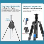 BEXIN W-334C Portable DSLR Camera 2 in 1 Carbon Fiber Tripod Detachable Monopod, W-334C – Bild 6