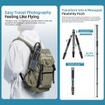 BEXIN W-334C Portable DSLR Camera 2 in 1 Carbon Fiber Tripod Detachable Monopod, W-334C – Bild 7
