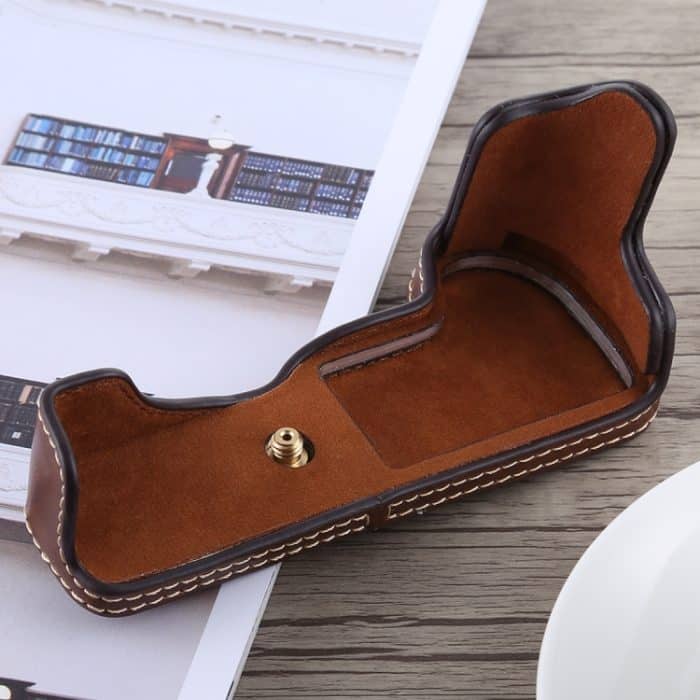 1/4-Zoll-Gewinde PU-Leder-Kamera-Halbgehäusebasis für Canon EOS M5, For Canon M5 – Bild 5