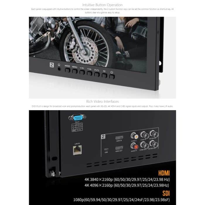 FEELWORLD D101 PLUS Dual 10,1 Zoll 4HE Rackmount-Monitor 4K HDMI SDI 1920 x 1200 IPS Monitor, D101 PLUS – Bild 11