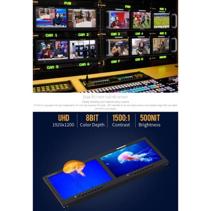 FEELWORLD D101 PLUS Dual 10,1 Zoll 4HE Rackmount-Monitor 4K HDMI SDI 1920 x 1200 IPS Monitor, D101 PLUS – Bild 5