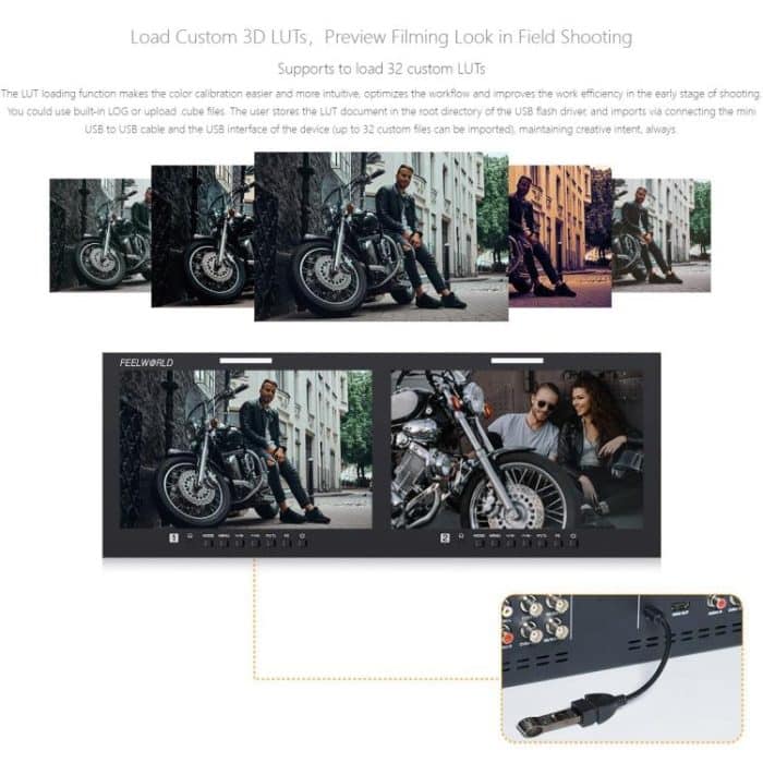 FEELWORLD D101 PLUS Dual 10,1 Zoll 4HE Rackmount-Monitor 4K HDMI SDI 1920 x 1200 IPS Monitor, D101 PLUS – Bild 9