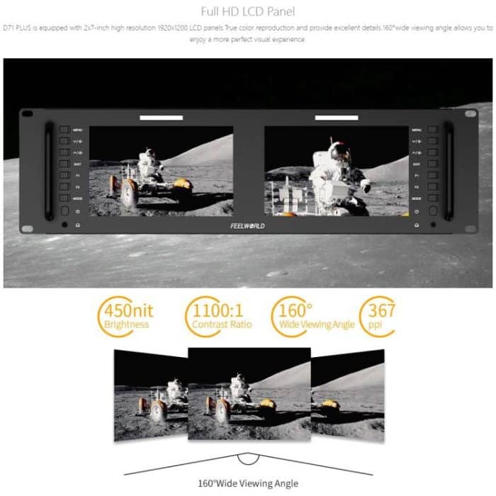 FEELWORLD D71 PLUS Dual 7 Zoll 3HE Rackmount-Monitor 4K HDMI SDI 1920 x 1200 IPS Monitor, D71 PLUS – Bild 4