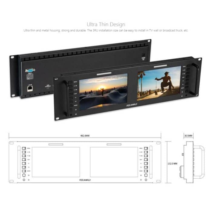 FEELWORLD D71 PLUS Dual 7 Zoll 3HE Rackmount-Monitor 4K HDMI SDI 1920 x 1200 IPS Monitor, D71 PLUS – Bild 5
