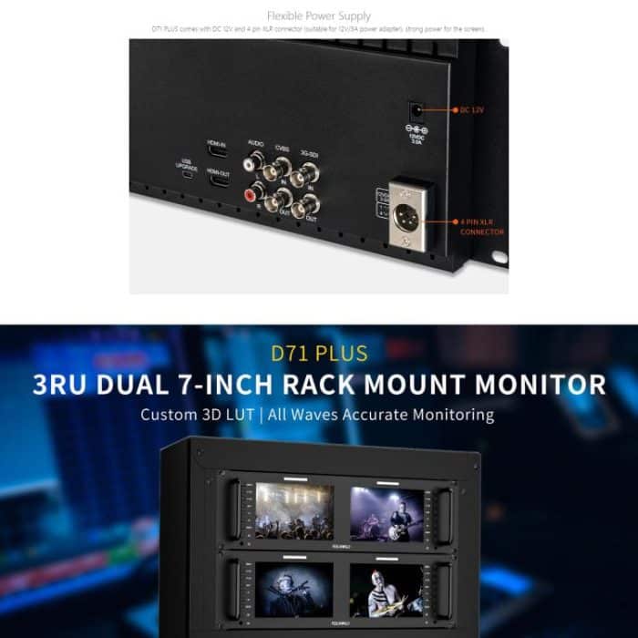 FEELWORLD D71 PLUS Dual 7 Zoll 3HE Rackmount-Monitor 4K HDMI SDI 1920 x 1200 IPS Monitor, D71 PLUS – Bild 7