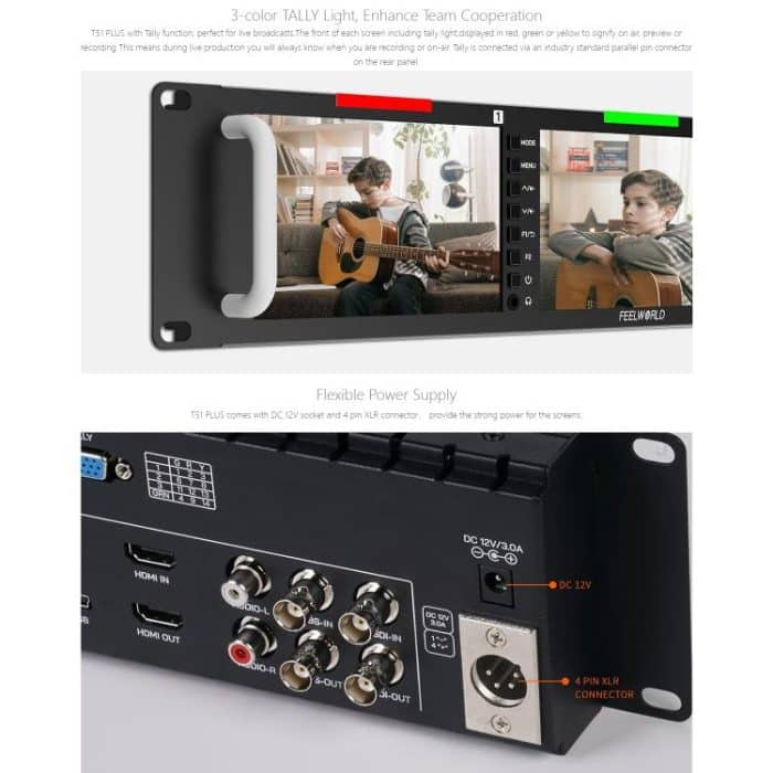 FEELWORLD T51 PLUS Dreifacher 5,5-Zoll-2HE-Rackmount-Monitor Full HD 3G-SDI 4KHDMI AV-Monitor, T51 PLUS – Bild 10