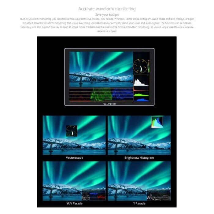 FEELWORLD S10 10,1 Zoll 12G SDI HDMI2.0 Kamera-Feldmonitor Hohe Helligkeit 1200nit Touchscreen-Monitor, S10 – Bild 16