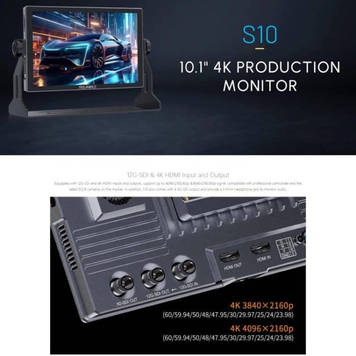 FEELWORLD S10 10,1 Zoll 12G SDI HDMI2.0 Kamera-Feldmonitor Hohe Helligkeit 1200nit Touchscreen-Monitor, S10 – Bild 17