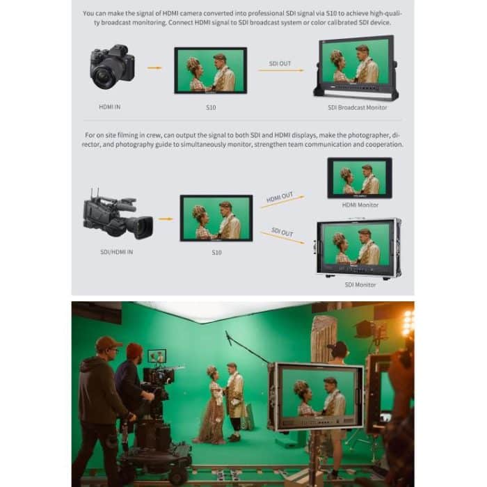 FEELWORLD S10 10,1 Zoll 12G SDI HDMI2.0 Kamera-Feldmonitor Hohe Helligkeit 1200nit Touchscreen-Monitor, S10 – Bild 19