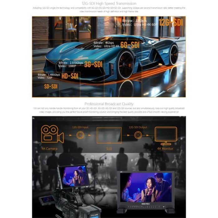 FEELWORLD S10 10,1 Zoll 12G SDI HDMI2.0 Kamera-Feldmonitor Hohe Helligkeit 1200nit Touchscreen-Monitor, S10 – Bild 6