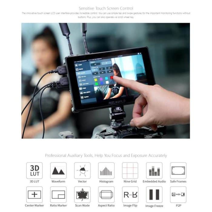 FEELWORLD SH7 7 Zoll Ultraheller 2200nit On-Camera-Monitor SDI HDMI Cross Conversion Monitor, SH7 – Bild 12