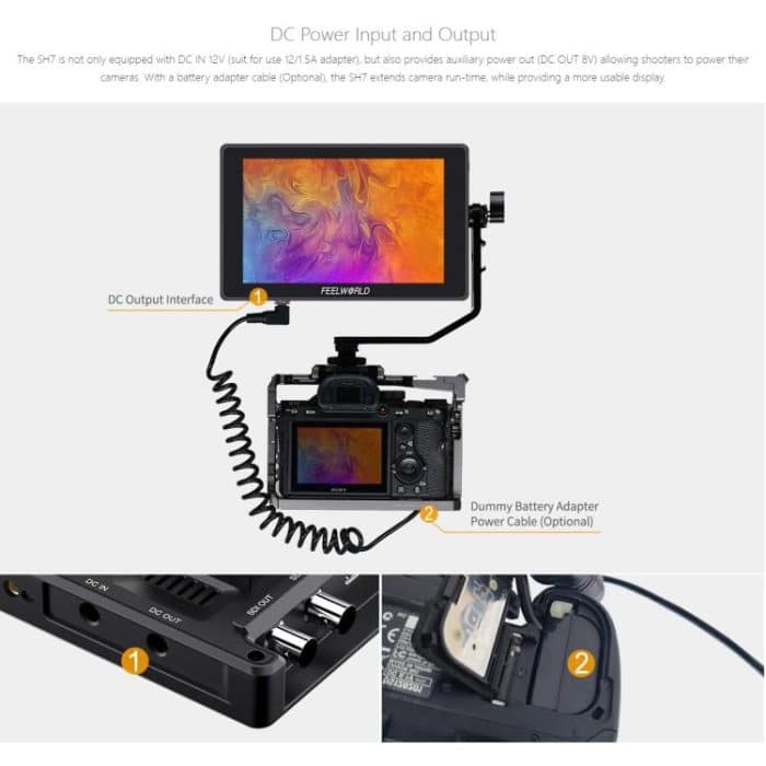 FEELWORLD SH7 7 Zoll Ultraheller 2200nit On-Camera-Monitor SDI HDMI Cross Conversion Monitor, SH7 – Bild 22