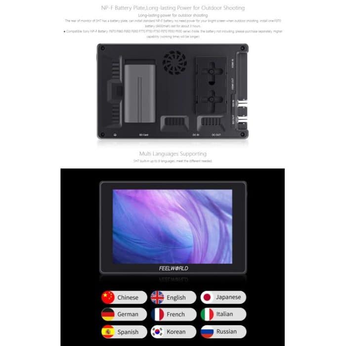 FEELWORLD SH7 7 Zoll Ultraheller 2200nit On-Camera-Monitor SDI HDMI Cross Conversion Monitor, SH7 – Bild 23