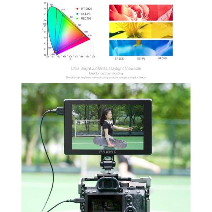 FEELWORLD SH7 7 Zoll Ultraheller 2200nit On-Camera-Monitor SDI HDMI Cross Conversion Monitor, SH7 – Bild 8