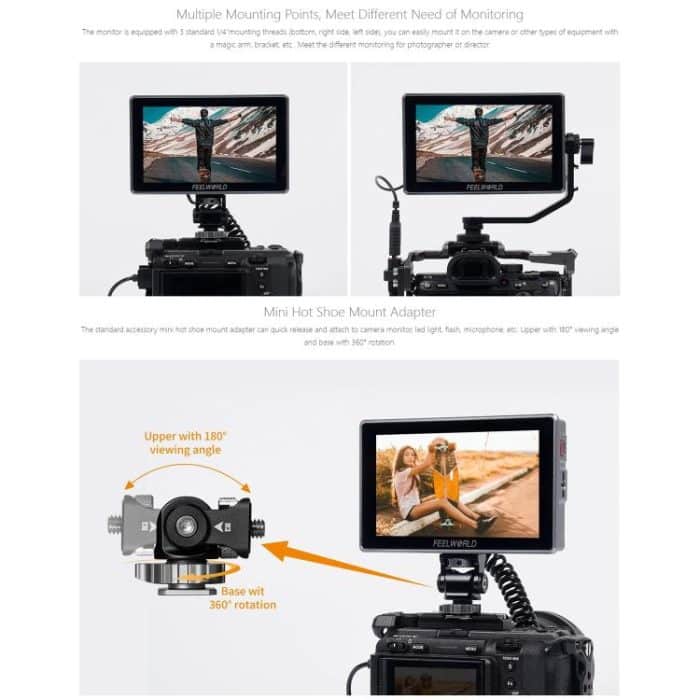 FEELWORLD H5 5,5 Zoll 12G SDI HDMI 2.0 Kamera-Feldmonitor Hohe Helligkeit 1200nit Touchscreen-Monitor, H5 – Bild 20