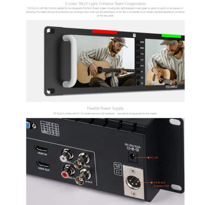 FEELWORLD T51 PLUS-H Dreifacher 5,5-Zoll-2HE-Rackmount-Monitor Full HD 4K HDMI SDI AV-Monitor, T51 PLUS-H – Bild 11