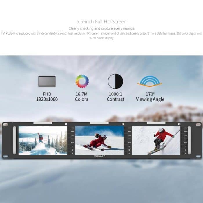 FEELWORLD T51 PLUS-H Dreifacher 5,5-Zoll-2HE-Rackmount-Monitor Full HD 4K HDMI SDI AV-Monitor, T51 PLUS-H – Bild 5