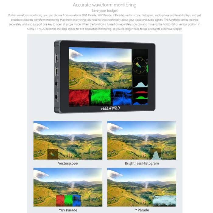 FEELWORLD F7 PLUS 7-Zoll-DSLR-Kamera-Feldmonitor Touchscreen 4K HDMI Hochheller 1200nit-Monitor, F7 PLUS – Bild 14