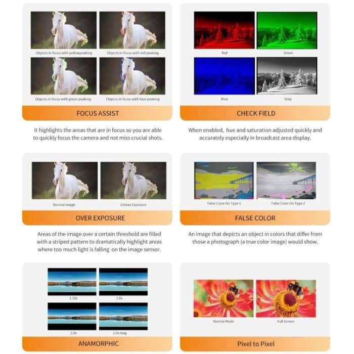 FEELWORLD P6X 5,5 Zoll Aluminium DSLR Kamera Feldmonitor Touchscreen 4K HDMI Hohe Helligkeit 1000nit Monitor, P6X – Bild 14