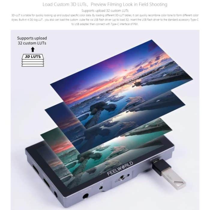FEELWORLD P6X 5,5 Zoll Aluminium DSLR Kamera Feldmonitor Touchscreen 4K HDMI Hohe Helligkeit 1000nit Monitor, P6X – Bild 15